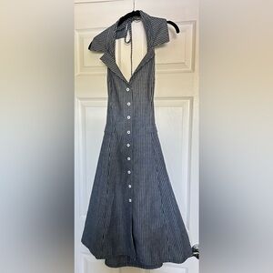 Denim pin stripped halter dress